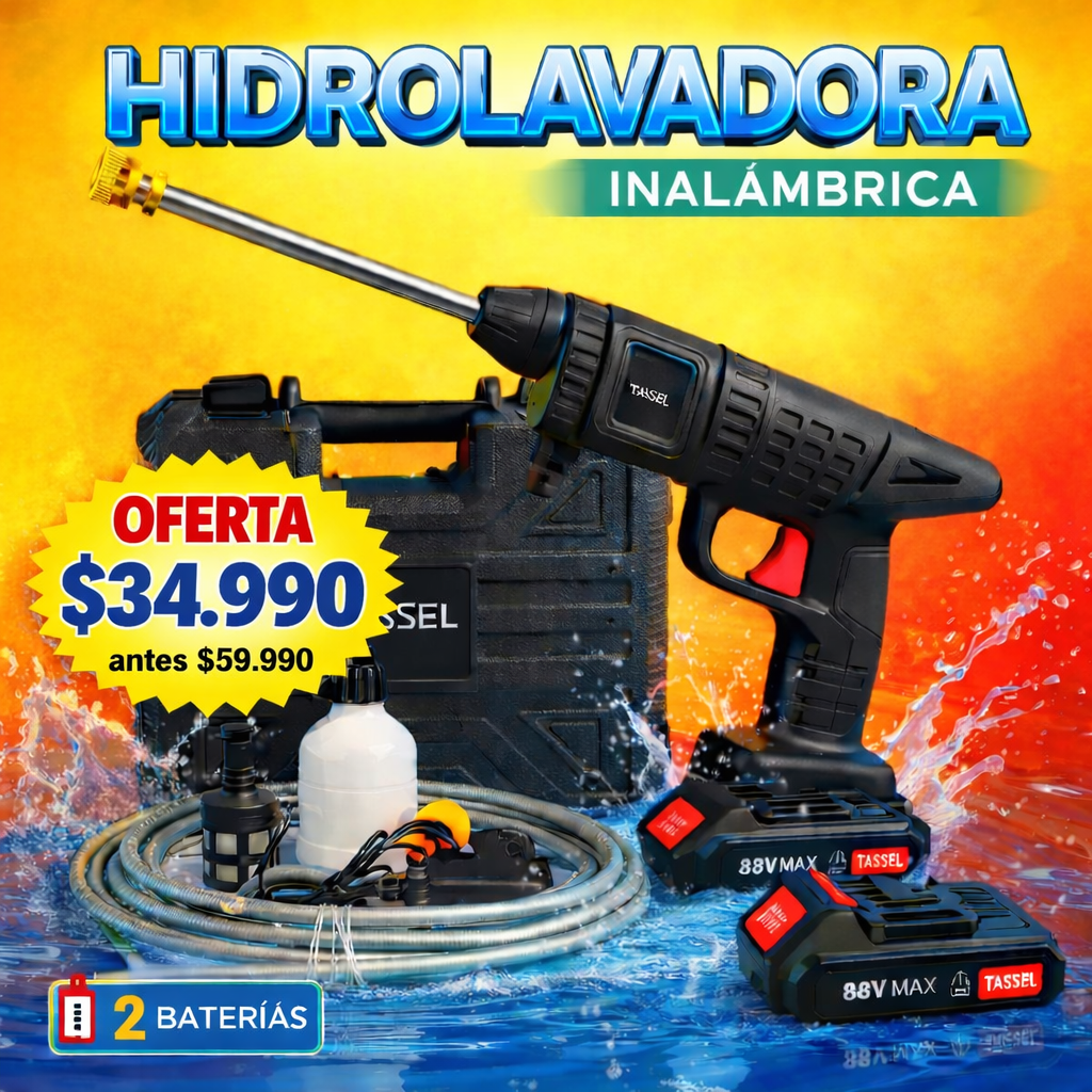 HIDROLAVADORA INALÁMBRICA INCLUYE 2 BATERIAS
