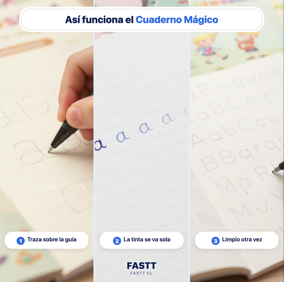 Set 4 Cuadernos Magic Caligrafía Montessori