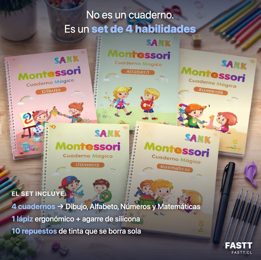 Set 4 Cuadernos Magic Caligrafía Montessori