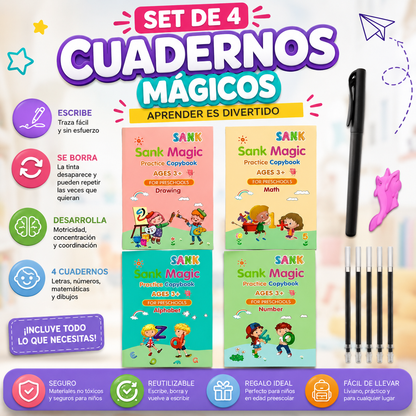 Set 4 Cuadernos Magic Caligrafía Montessori