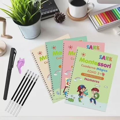 Set 4 Cuadernos Magic Caligrafía Montessori